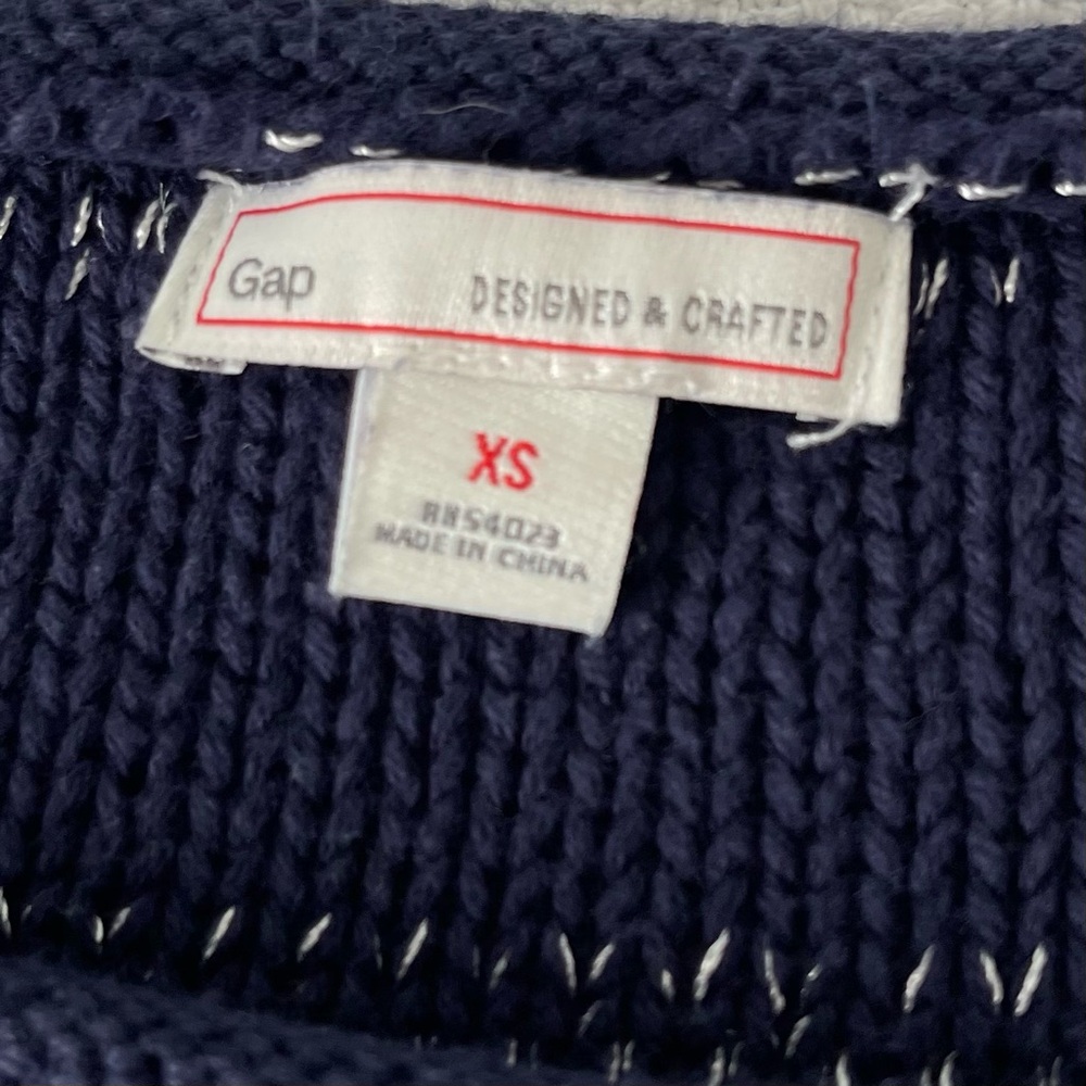 Gap Short Sleeved Sweater XS Navy Blue & Silver Casual Nautical Beach Coastal - Picture 2 of 13